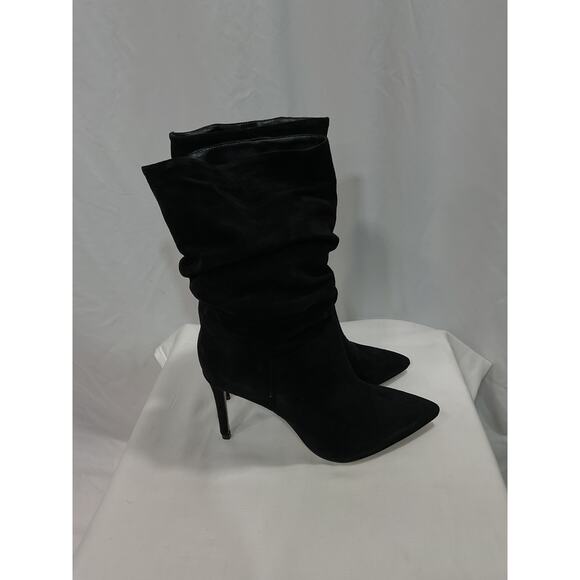 Schutz 'Ashlee' Black Suede Leather Stiletto Heel Boot Size 7 - Picture 4 of 5